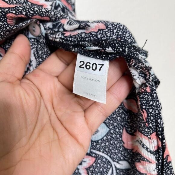 J. Jill Tunic Top Medium Marvelflor Floral Blouse Button-Up Long Sleeve Slits - Picture 8 of 9